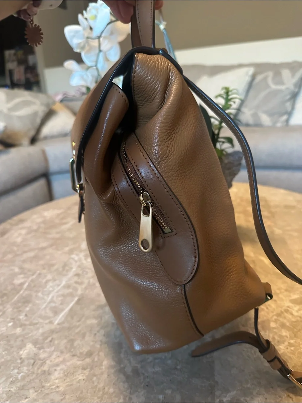 Michael Kors Raven Leather Acorn/Gold Backpack